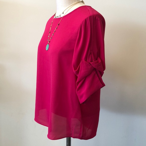 NWT Gibson Latimer Blouse Hot Pink - Picture 2 of 4
